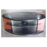TV Entertainment Stand, black glass shelving,