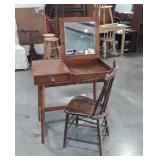 Mid-century Design Dressing Vanity, flip top gives