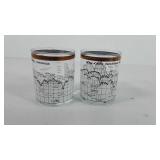 Glassware, two Cera Dow-Jones Industrial average
