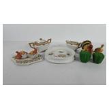 Mixed group, includes salt and pepper shakers,