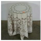 Accent table, 20" diameter, lace cover, glass