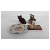 Cat decor, includes Tienshan stoneware plate,
