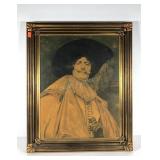 Portrait picture on paper board, framed 27x34