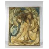 Nudes painting on canvas, signed, low profile