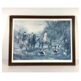 Fox hunt framed print, "Going to Cover", 37x28