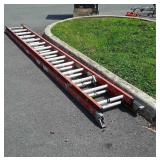 28ft Fiberglass Extension Ladder, ready to be put