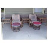 7pc Rattan Furniture Set, two Arm Chairs, heavy