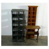 Group of storage solutions, book stand, 2 tall