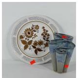 Mikasa plate and pottery vase, artist signed, 8"