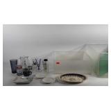 Glassware, decorative platter, milk jug, beer