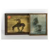 Two early framed prints, End of the Trail 14x10