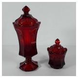 Glassware, Fostoria coin, ruby red covered candy