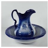 Ironstone water pitcher and basin, basin has