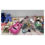 Toys, Ty bears, plastic army men, fleece throw,