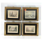 Hand colored engraving prints, nicely framed, set