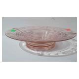 Pink Depression etched glass center bowl, 13"