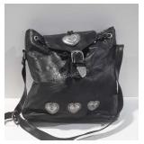 Black genuine leather shoulder bag