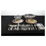 Stainless steel serving ware and flatware,