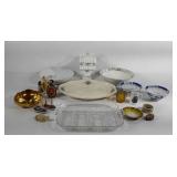 Dishes, milkglass candy dish, decorative plates