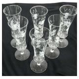 Etched footed glassware,  6 total