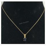 14K gold and sapphire necklace 16in