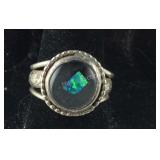 Sterling silver and black opal ring size 7.5