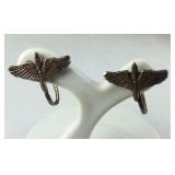 Sterling silver army air Corp sweetheart earrings