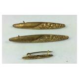 Three gold filled Victorian bar pins