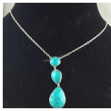 Sterling silver and turquoise necklace 17in