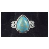 size 7 blue Mojave turquoise brass ring