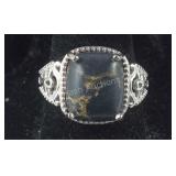 Size 7 black Mojave turquoise copper ring