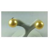 Yellow freshwater pearl stud earrings