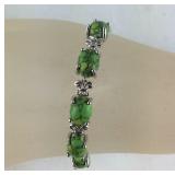 Green howlite stainless steel bolo bracelet