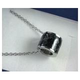 Constituted shungite barrel pendant necklace 20in