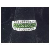 Size 7 white and green Swarovski crystal cluster