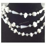 White Quartzite white glass bead multi strand