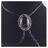 Black onyx bolo tie  18in