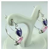 Sterling simulated multi color diamond hoop