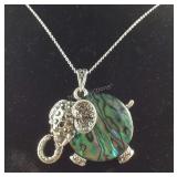 Abalone shell and multi gemstone silvertone