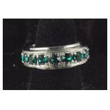 Size 7 emerald Swarovski platinum bond spinner