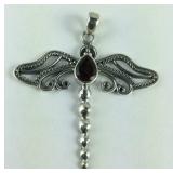 Bali Sterling 1.20ct Mozambique garnet dragonfly