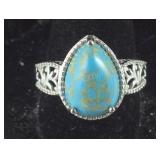 Size 10 mojave blue turquoise 5ct pear cut