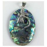 Sterling abalone shell dragonfly pendant