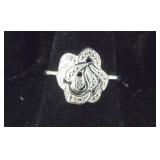 Size 6 Sterling fancy diamond accent ring