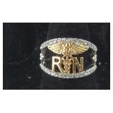 Registered Nurse Two-Tone Ring  Silver Tone size
