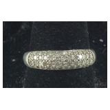 Genuine Diamond Pave Set Cluster Band,  2.3 grams