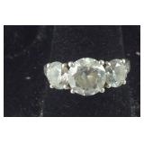 3-Stone CZ Ring,  3.7 grams  Sterling Silver,