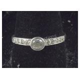 Bezel Set CZ Engagement Ring,  1.8 grams