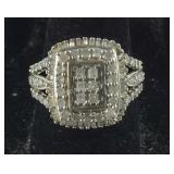 Genuine Diamond Cluster/Halo Ring,  4.4 grams