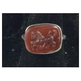 Vintage Lion Cameo Carnelian Ring (Stone Needs